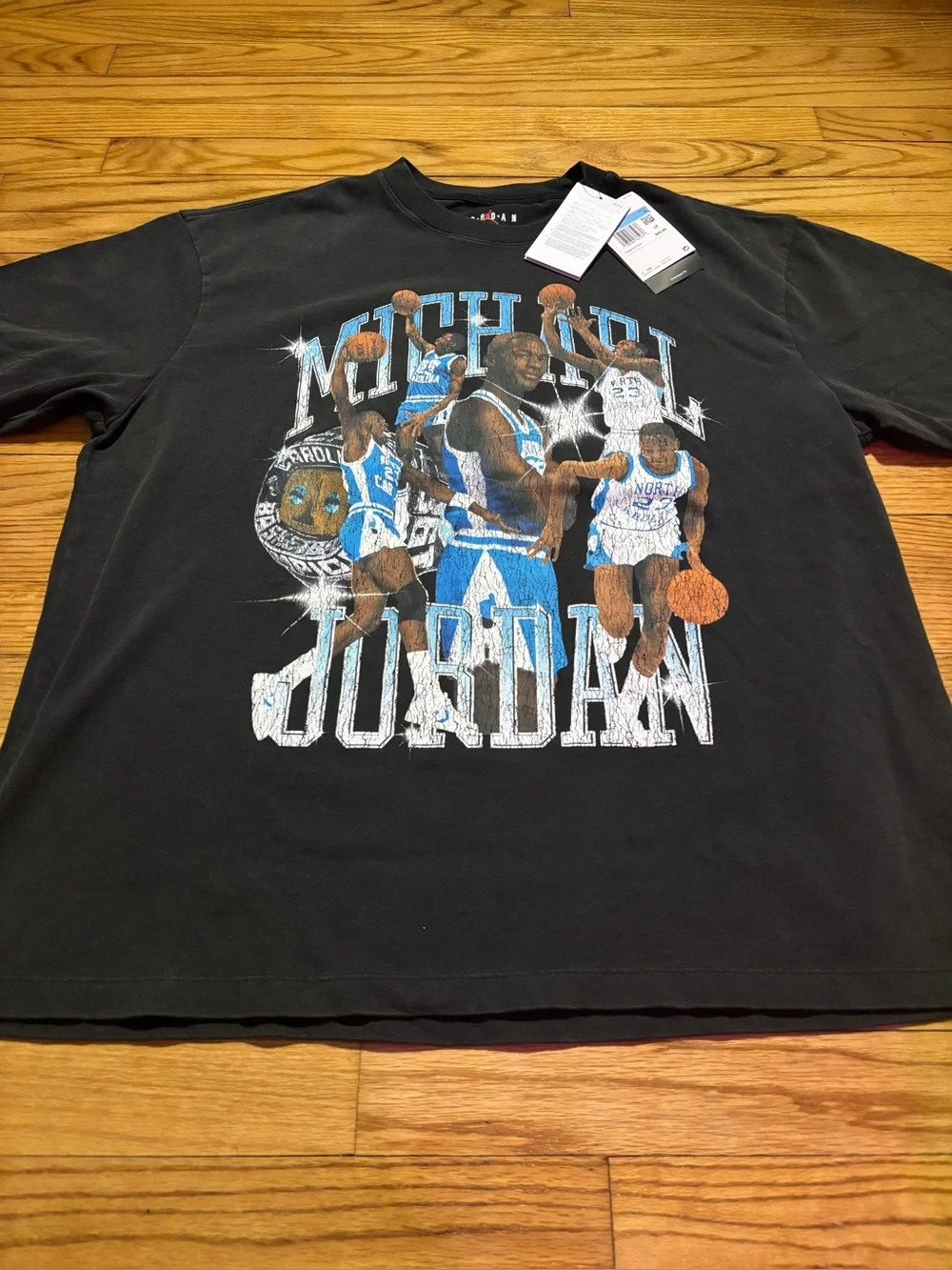 Jordan OVERSIZED FIT T-Shirt Men’s sz Retro faded Graphic of MICHAEL AT UNC NEW